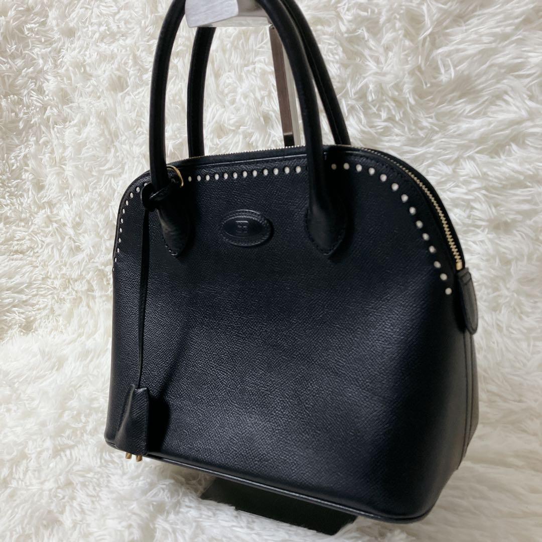 極美品 エットーレ ブガッティ ハンドバッグ ブラック レザー イタリア製
