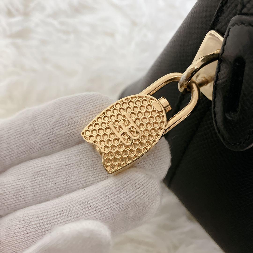 極美品 エットーレ ブガッティ ハンドバッグ ブラック レザー イタリア製