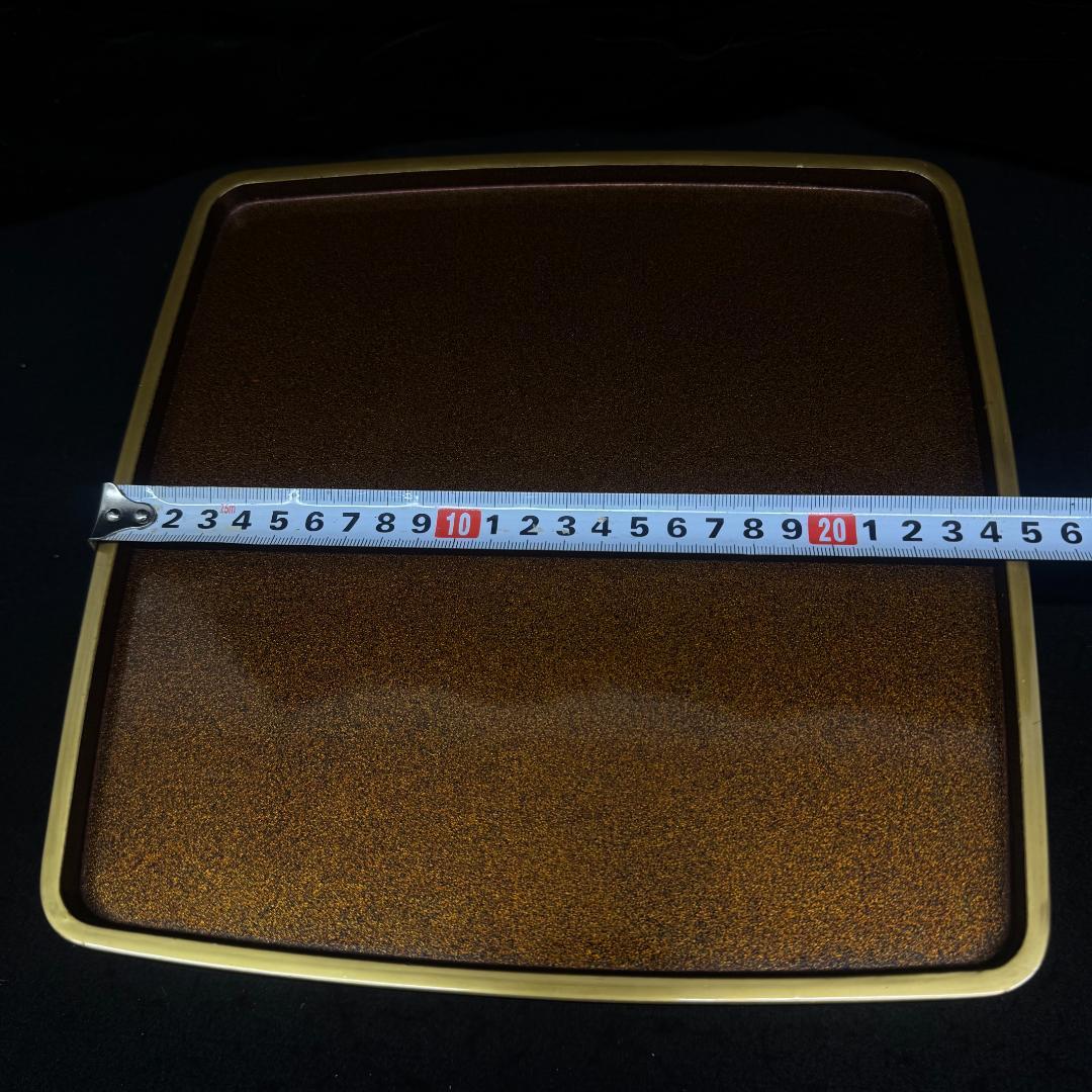 茶道具 金彩菊花蒔絵 重台 四方盆　共箱