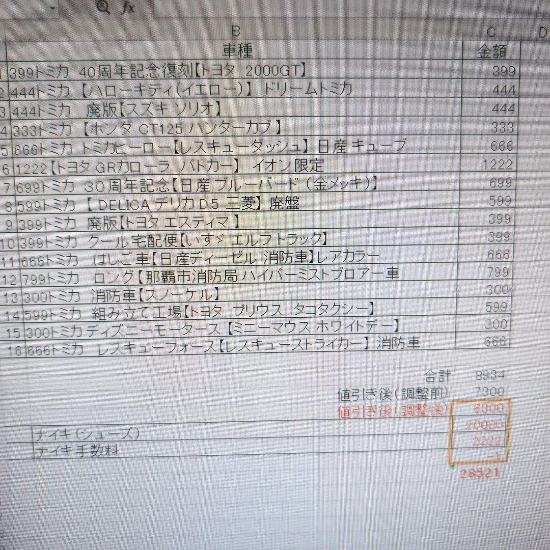 まぁぼう　トミカ ミニカーセット、ナイキシューズ