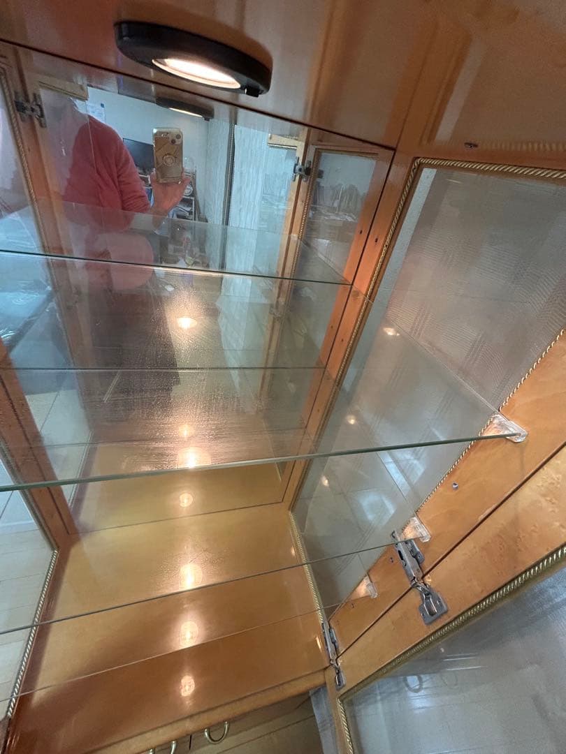 【最終値下げ】キュリオケース木製ガラスケース バーズアイ 高145横65奥行45