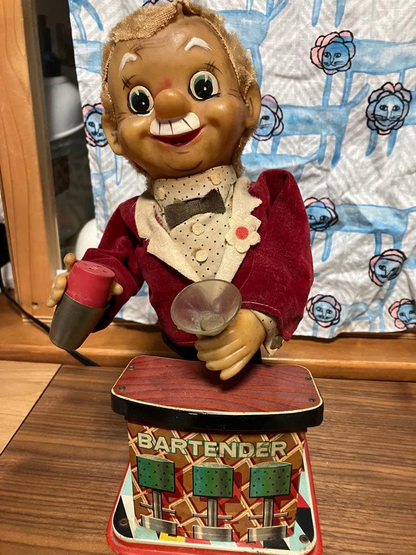 昭和レトロ バーテンダー ブリキ 人形 動作確認済 当時物