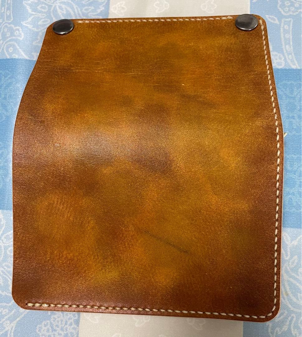 トラッカーウォレット　ミドルサイズ　限定品　一点物　お札を楽に収納　黄茶色手染め