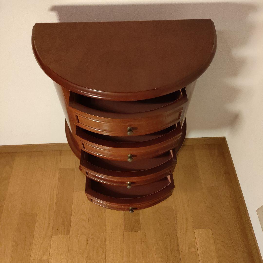 アンティーク調 木製 猫脚 ジュエリーチェスト 4段 半円 猫足 3本足