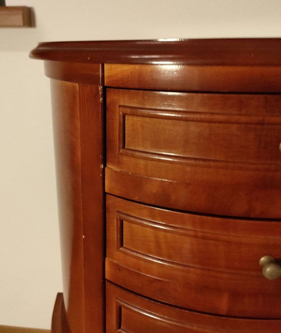 アンティーク調 木製 猫脚 ジュエリーチェスト 4段 半円 猫足 3本足