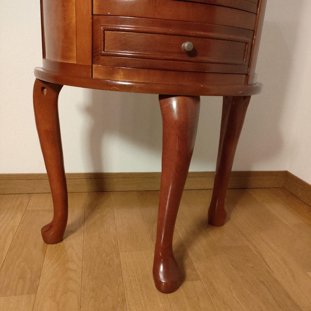 アンティーク調 木製 猫脚 ジュエリーチェスト 4段 半円 猫足 3本足