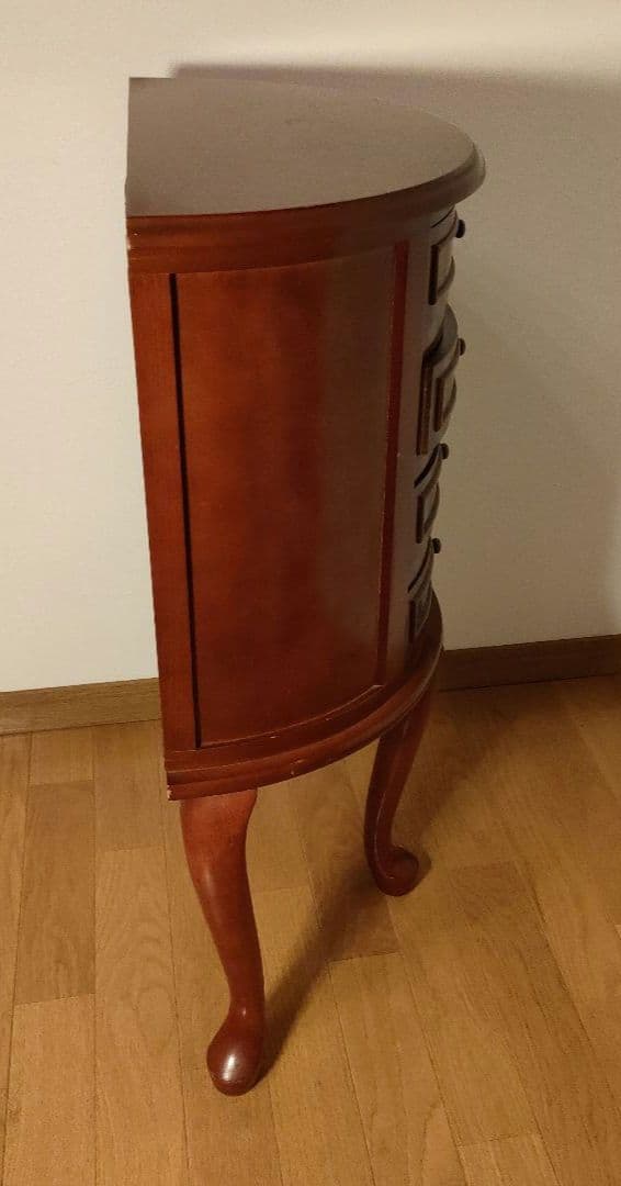 アンティーク調 木製 猫脚 ジュエリーチェスト 4段 半円 猫足 3本足