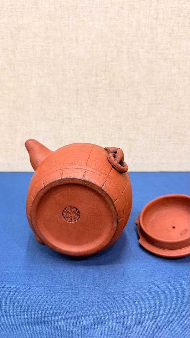 【在銘】紫砂 提梁壺｜獅子面環装・古作風合｜一点物 幅約12・高さ約17