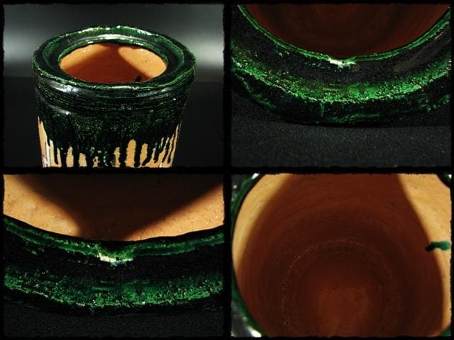 佐々木 輝夫 虚室 おりべくすり 水指 織部 楽焼 茶道具 d128