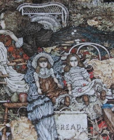 石阪春生、【二つの人形と〈女のいる風景〉】、希少な額装用画集より