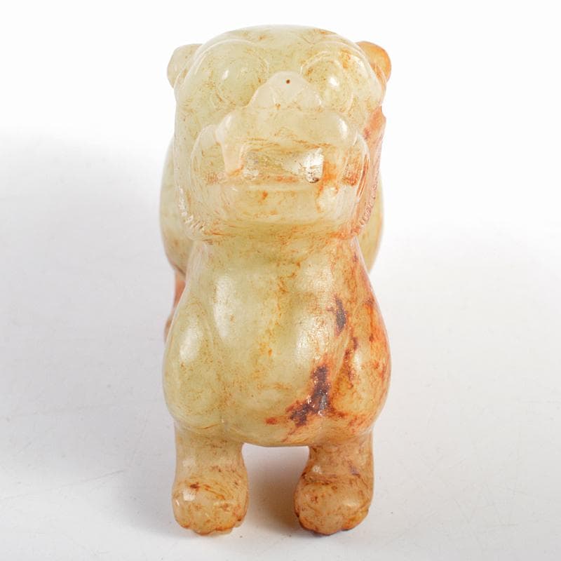 中国　玉石白玉彫刻　神獣　紙鎮　置物　C　R5400