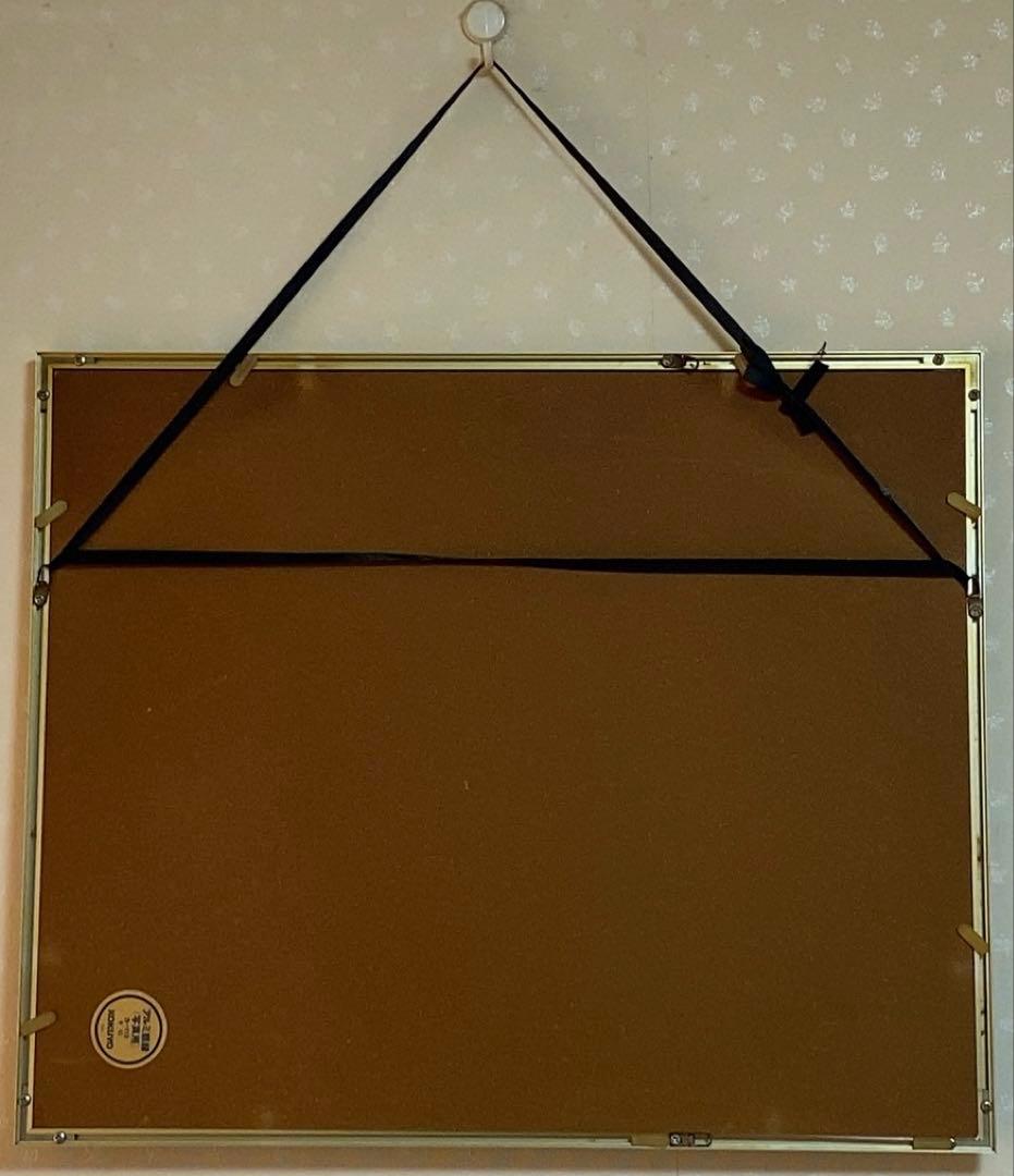 水墨画 山と川の風景 フレームつき