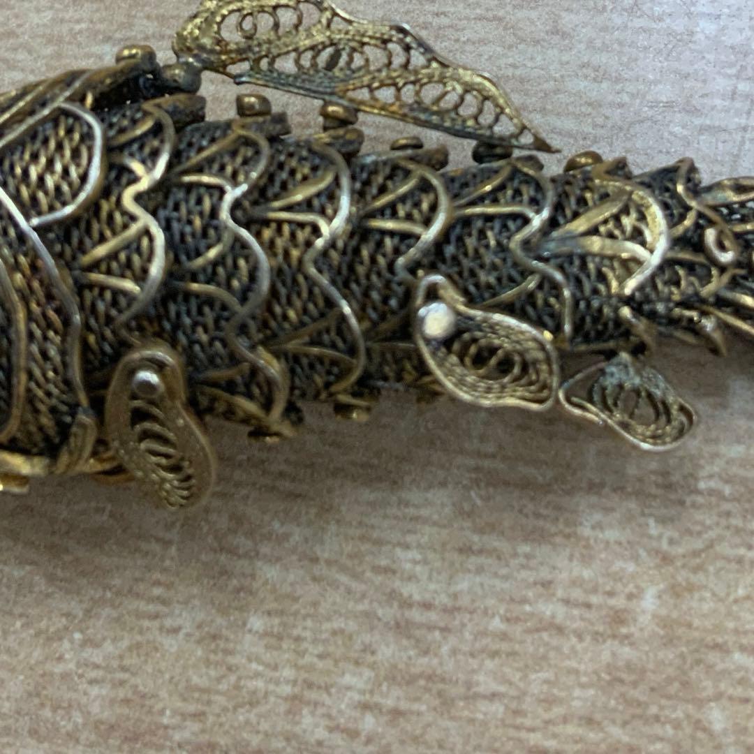 アンティーク　ビンテージ　フィリグリー　ネックレストップ　シルバー刻印　魚