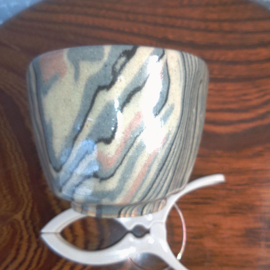 骨董５ マーブル模様の陶器製茶碗