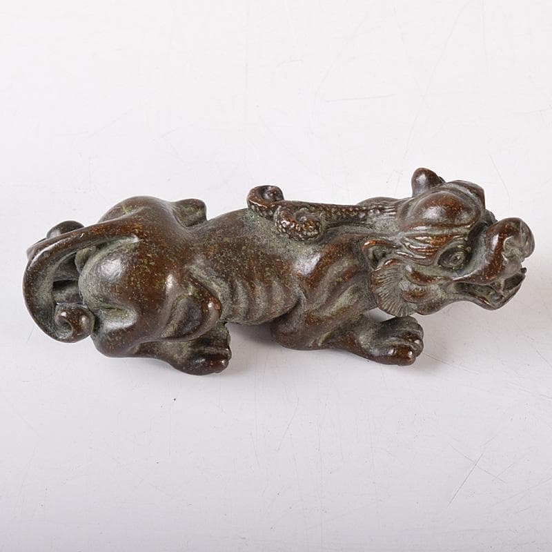 中国　古銅宣徳銅　獅子　神獣　紙鎮　置物　C　7464