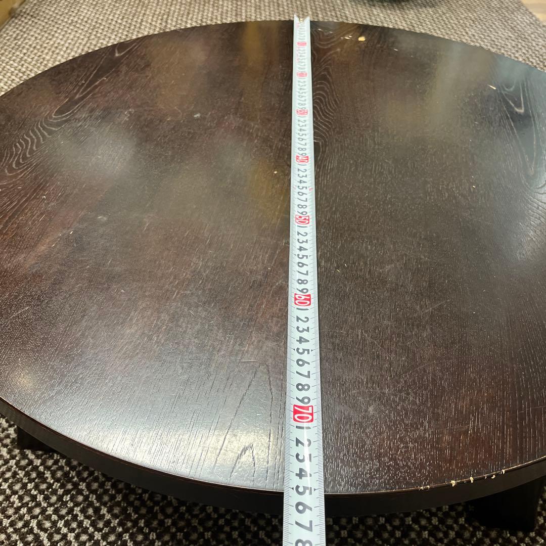 昭和レトロ　古道具　ちゃぶ台　円形木製座卓 ダークブラウン 直径75cm