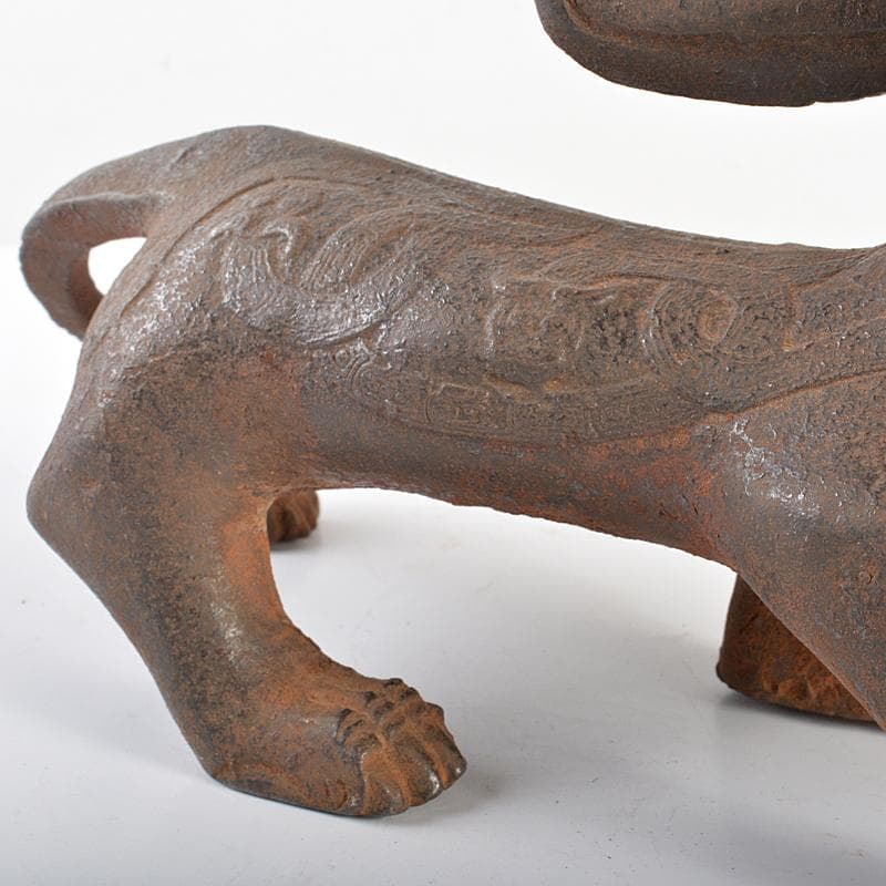 中国　古鉄　神獣　置物　M　R6845
