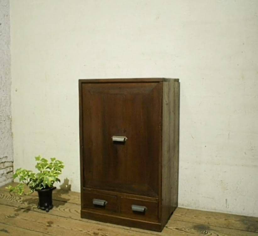 1058 ビンテージ　ケンドン扉の収納棚　飾り棚　本棚　ケース　古家具　レトロ