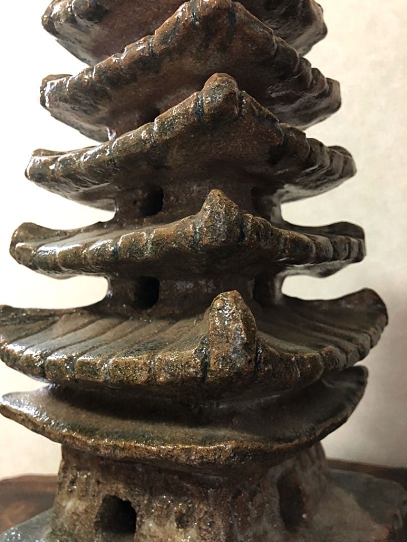 時代 五重寳塔 飛天窯 在銘 陶器 共箱 約6.2㎏ 高さ約40㎝