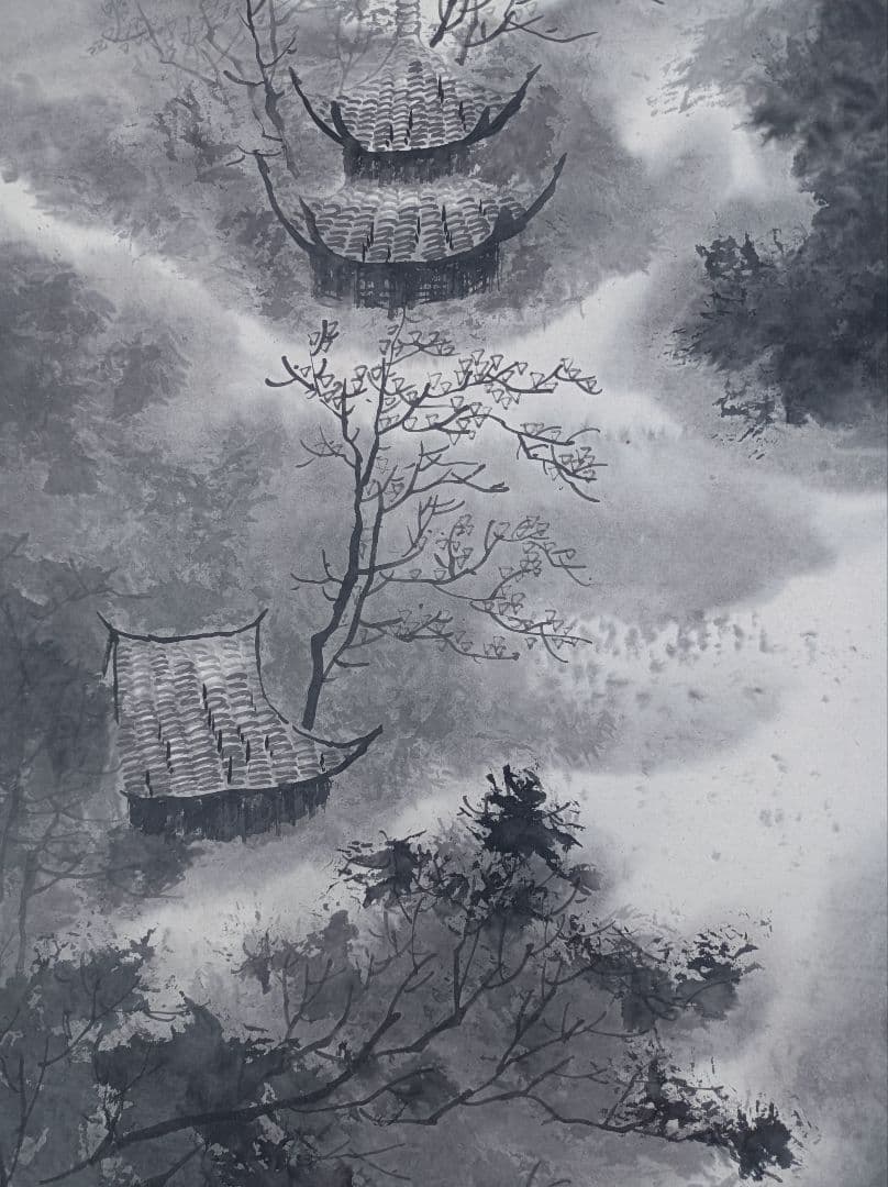 除夜の鐘 軸 開運 厄除け おもてなし 絵 月 臨済宗 仏教 禅 中国 美術