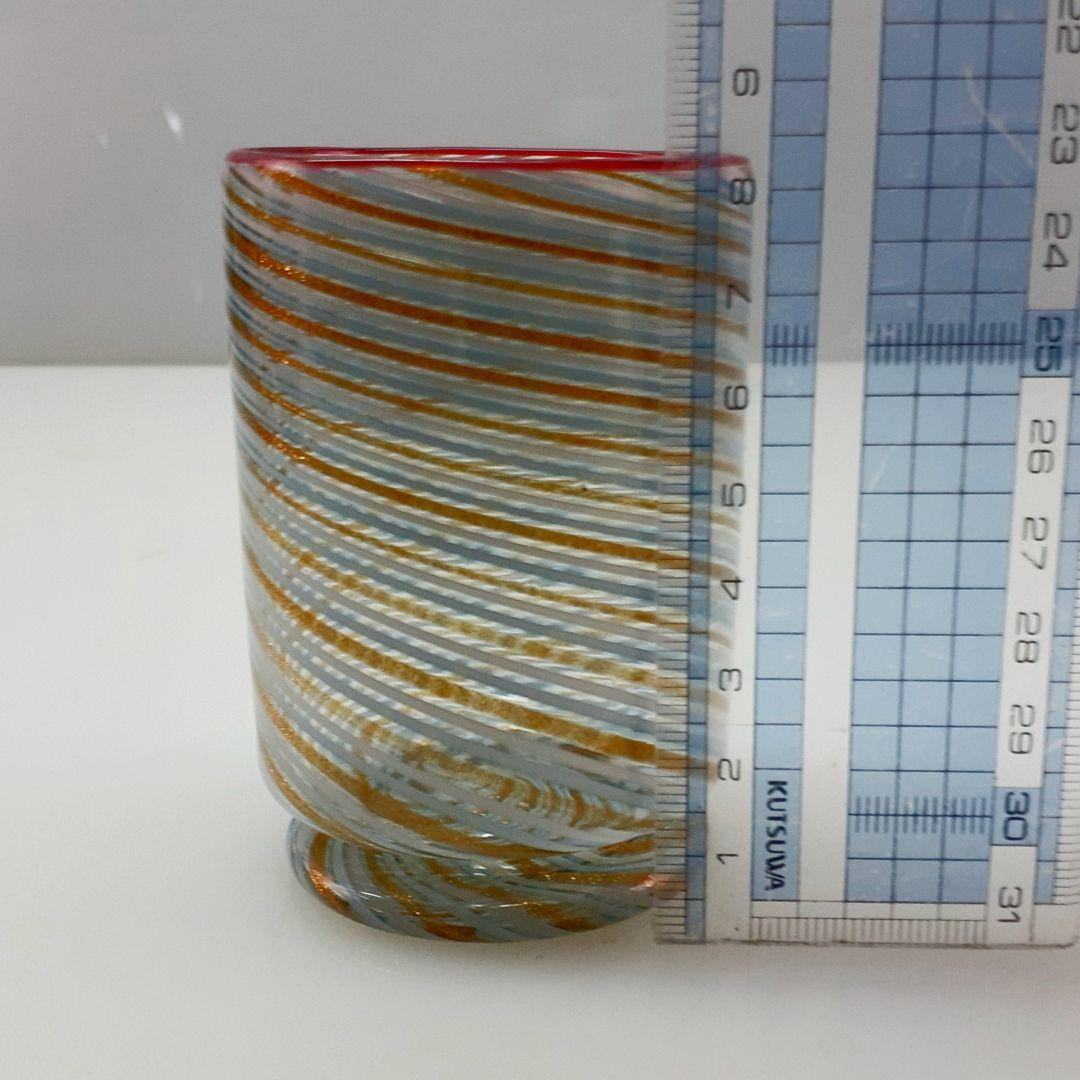 MURANO ムラノ 金彩 水色 ライン グラス