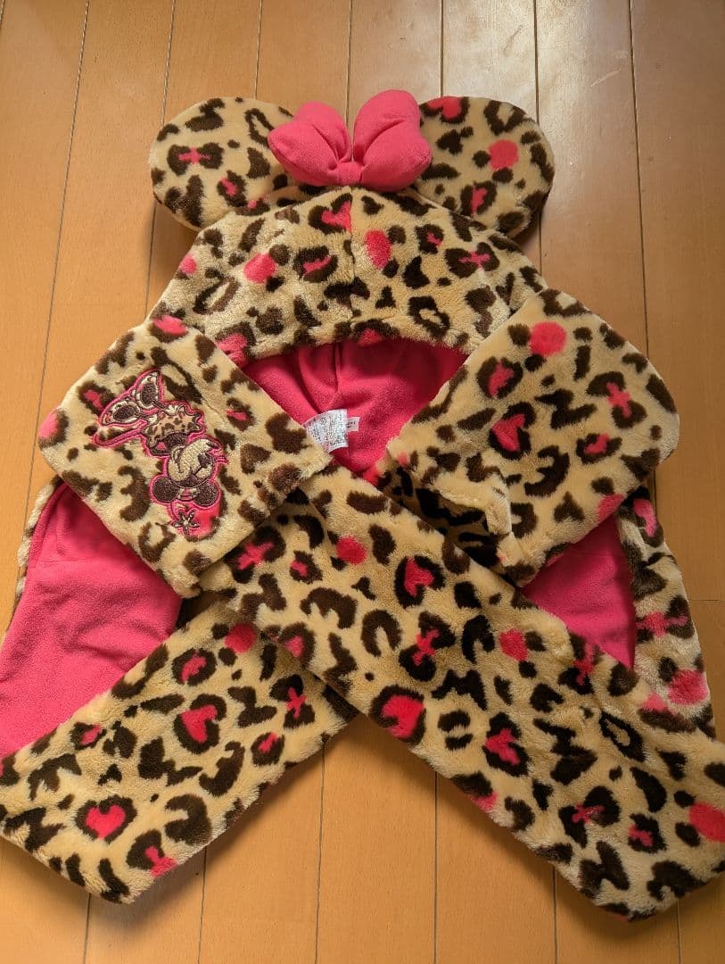 ミニー マフラーキャップ ヒョウ柄