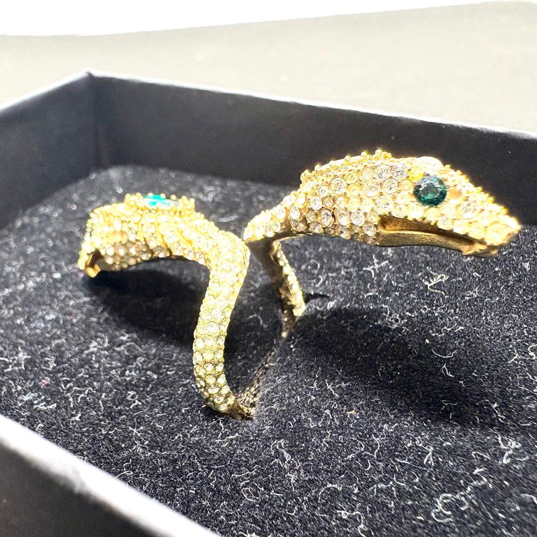 未使用保管品/希少✨グッチ 指輪 リング ラインストーン ヘビ スネーク