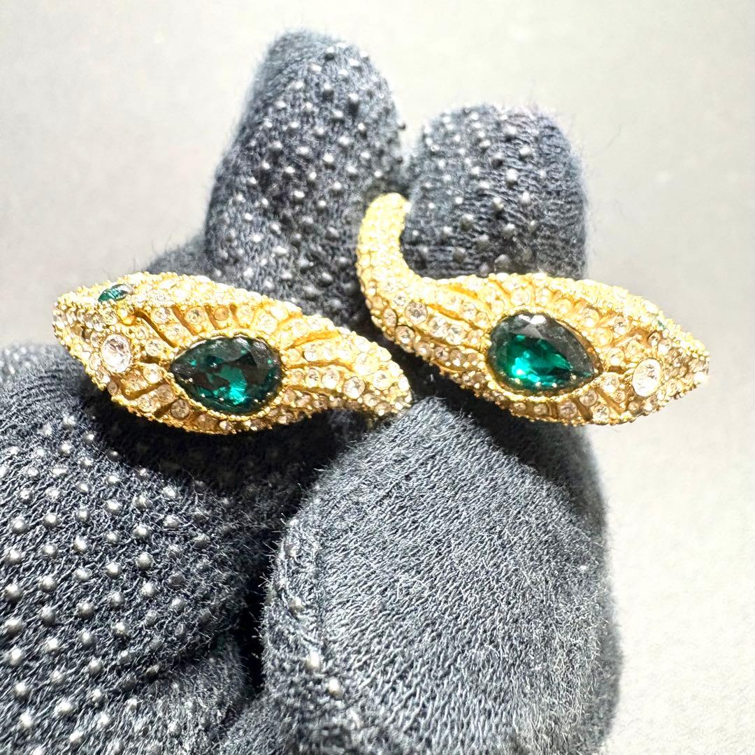 未使用保管品/希少✨グッチ 指輪 リング ラインストーン ヘビ スネーク