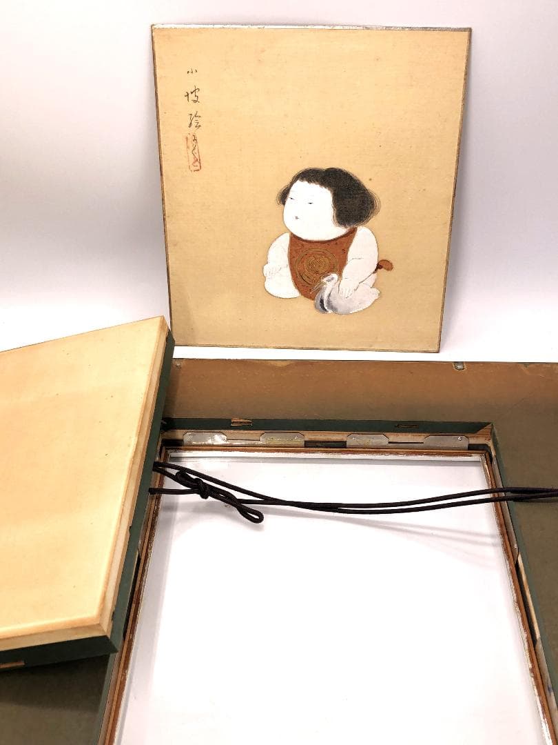 【 伊藤小坡 直筆『御所人形』】　絹本色紙　額装