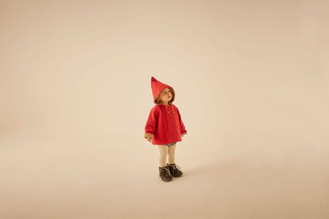 新品同様の美品　el finFolk 赤 コート フリース裏地