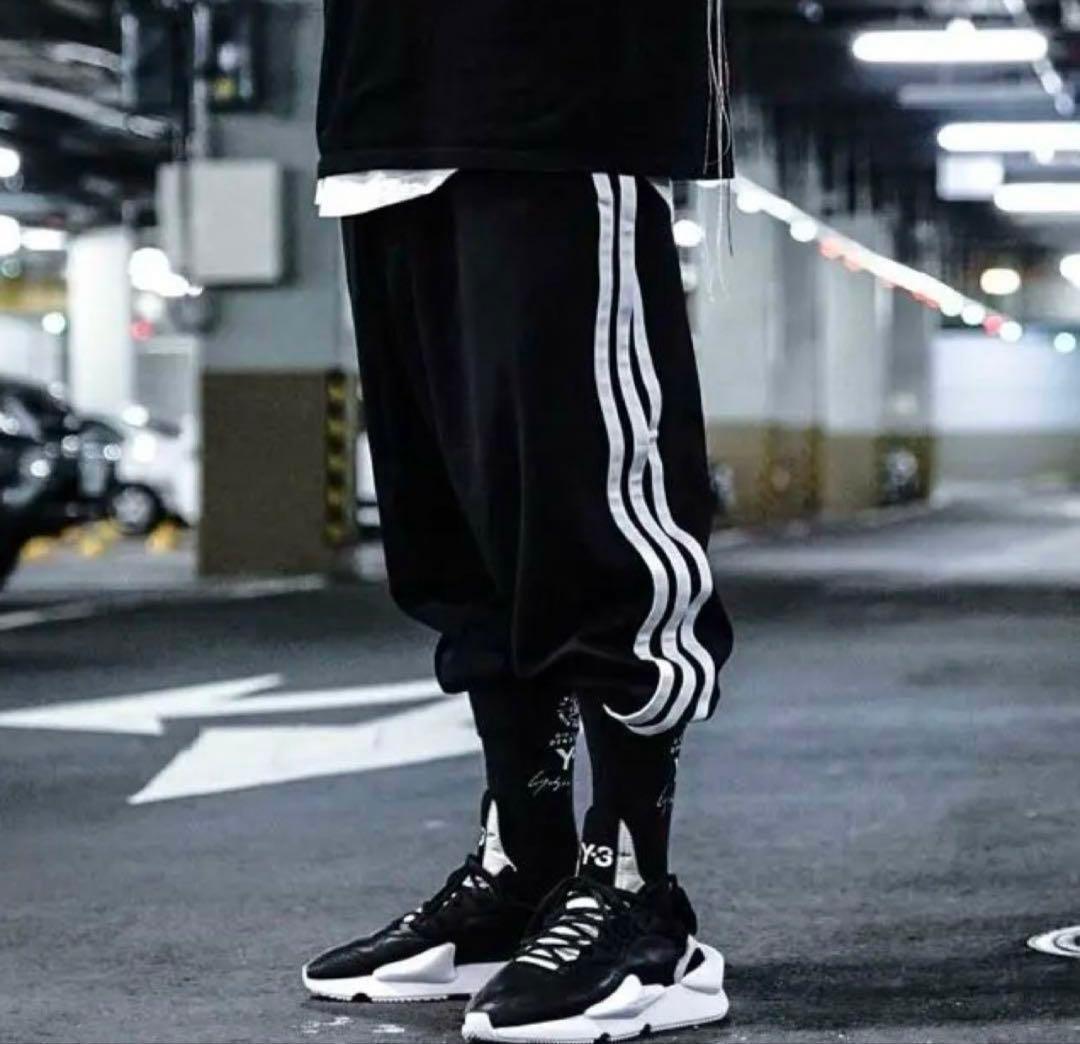 Y-スリーストライプス　サルエルパンツ　ブラック