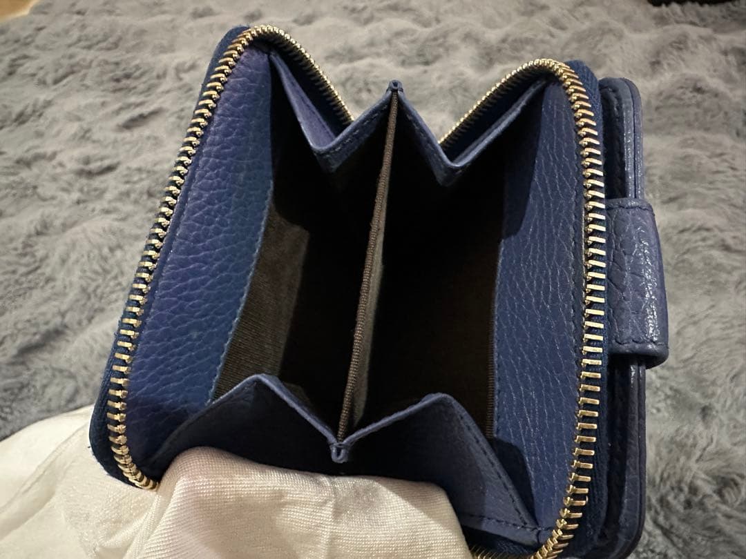 GUCCIGGエンブレム ミニウォレットブルー