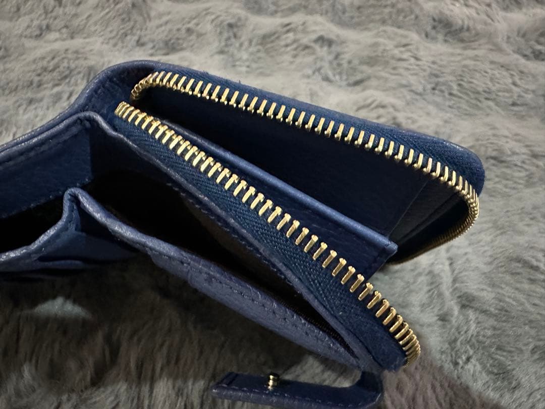 GUCCIGGエンブレム ミニウォレットブルー