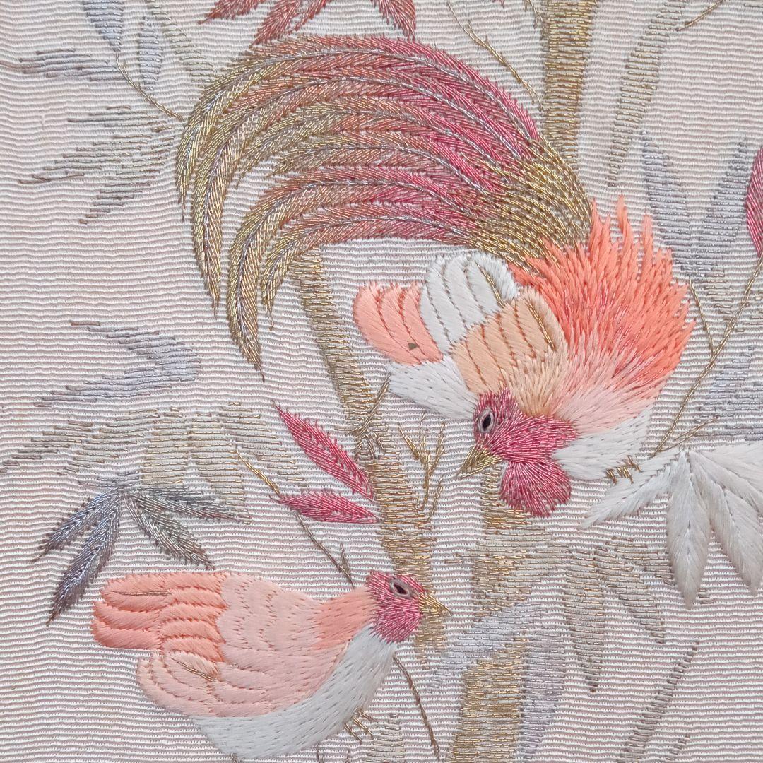 刺繍裂　刺繍　古布　ちりめん　縮緬　吉祥文様　着物　アンティーク