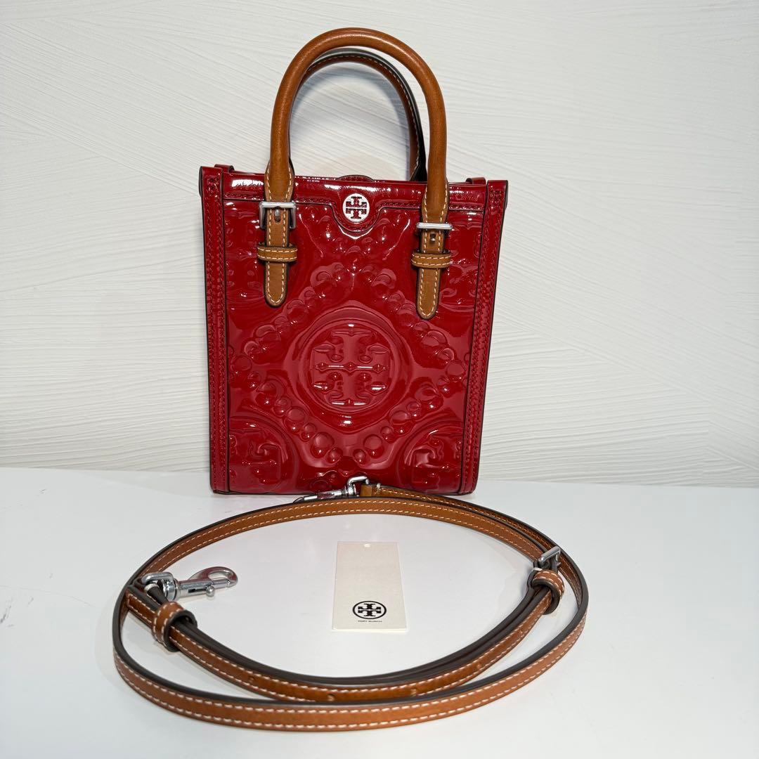 極美品 トリーバーチ レザー ミニトート バッグ 2way レッド系