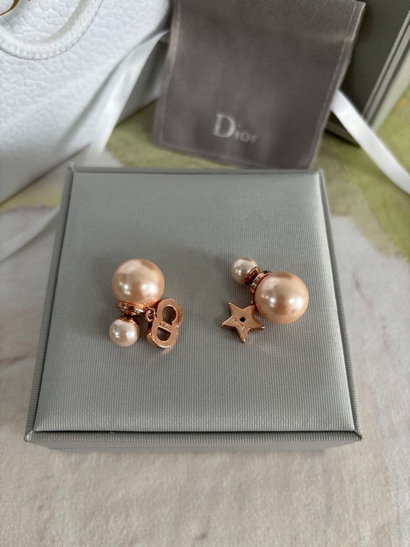 両耳用 ディオール ピアス ピンクパール