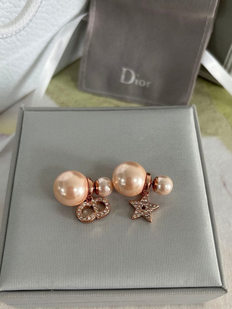 両耳用 ディオール ピアス ピンクパール