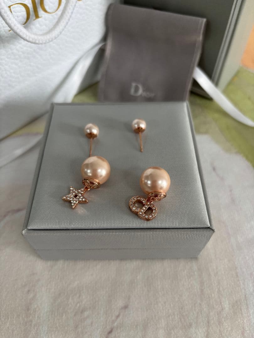 両耳用 ディオール ピアス ピンクパール