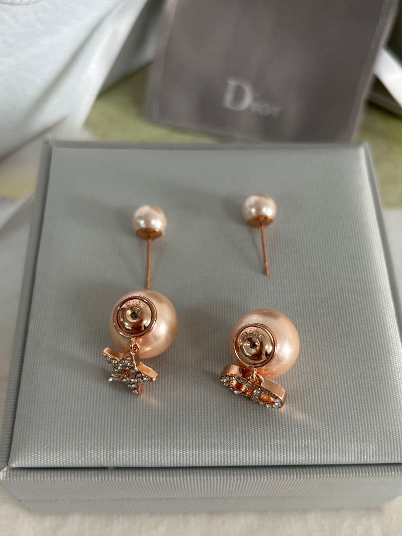 両耳用 ディオール ピアス ピンクパール