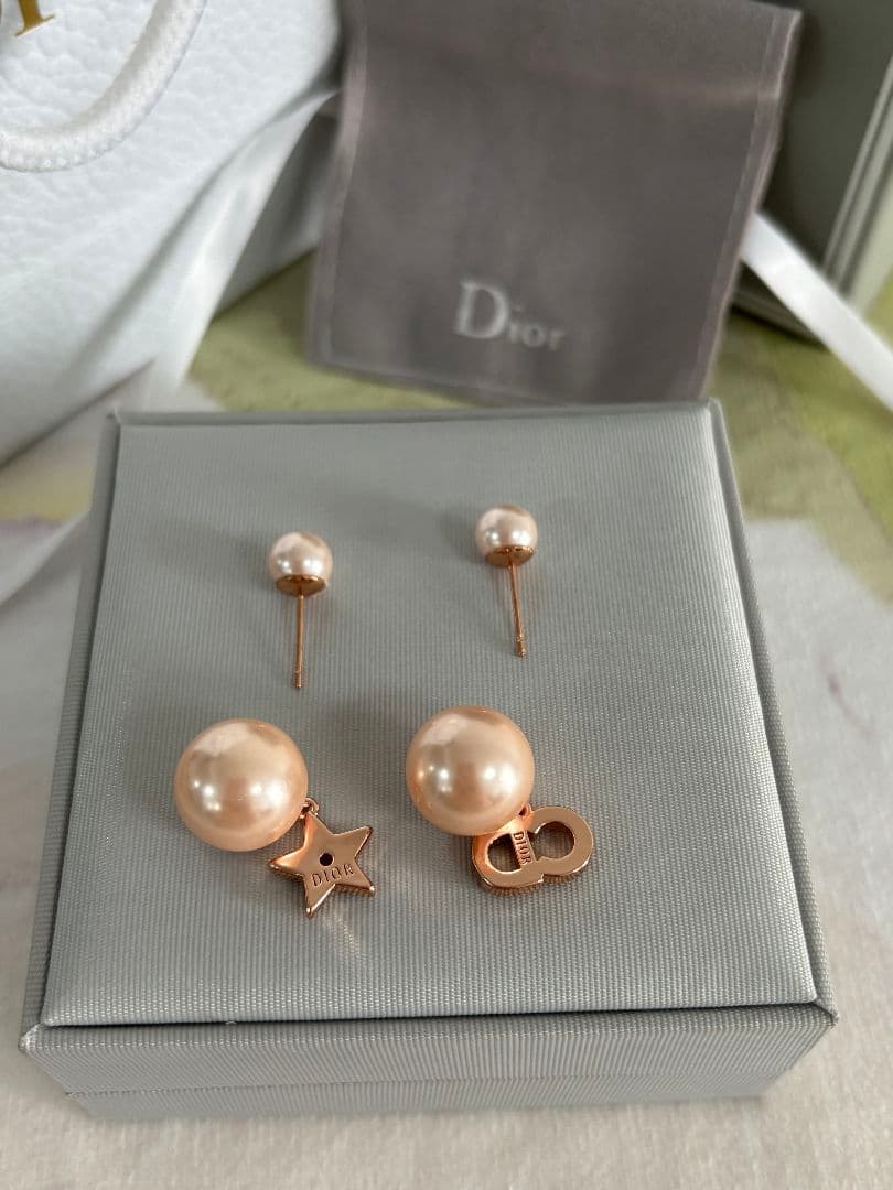 両耳用 ディオール ピアス ピンクパール