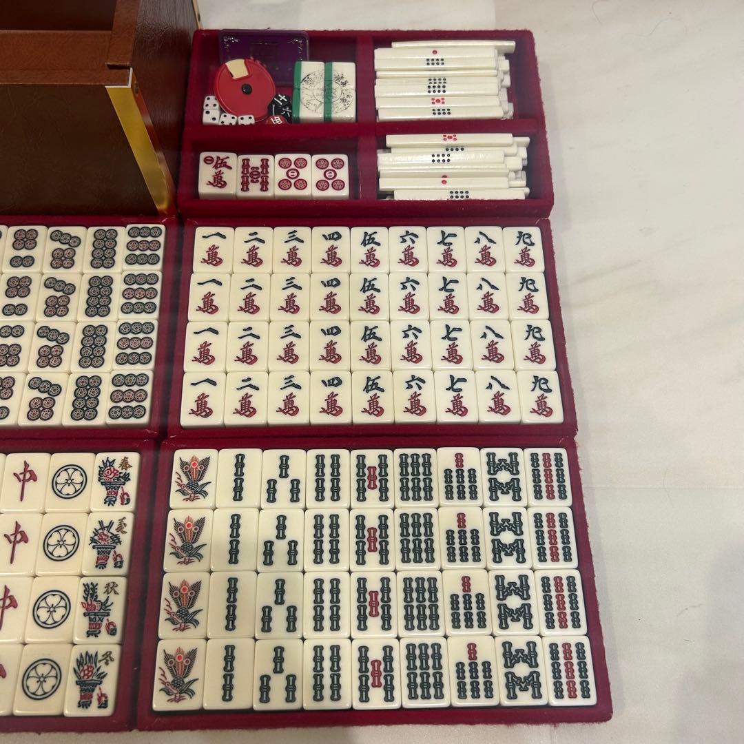 日本麻雀協会認定 麻雀牌 木箱入り レトロ ビンテージ ヒビあり