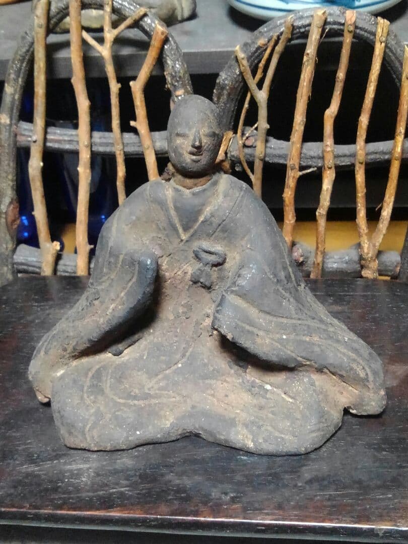 ♥陶製　とても古い　仏像　２　座像　仏壇　仏具　骨董品