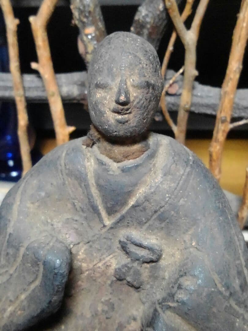 ♥陶製　とても古い　仏像　２　座像　仏壇　仏具　骨董品