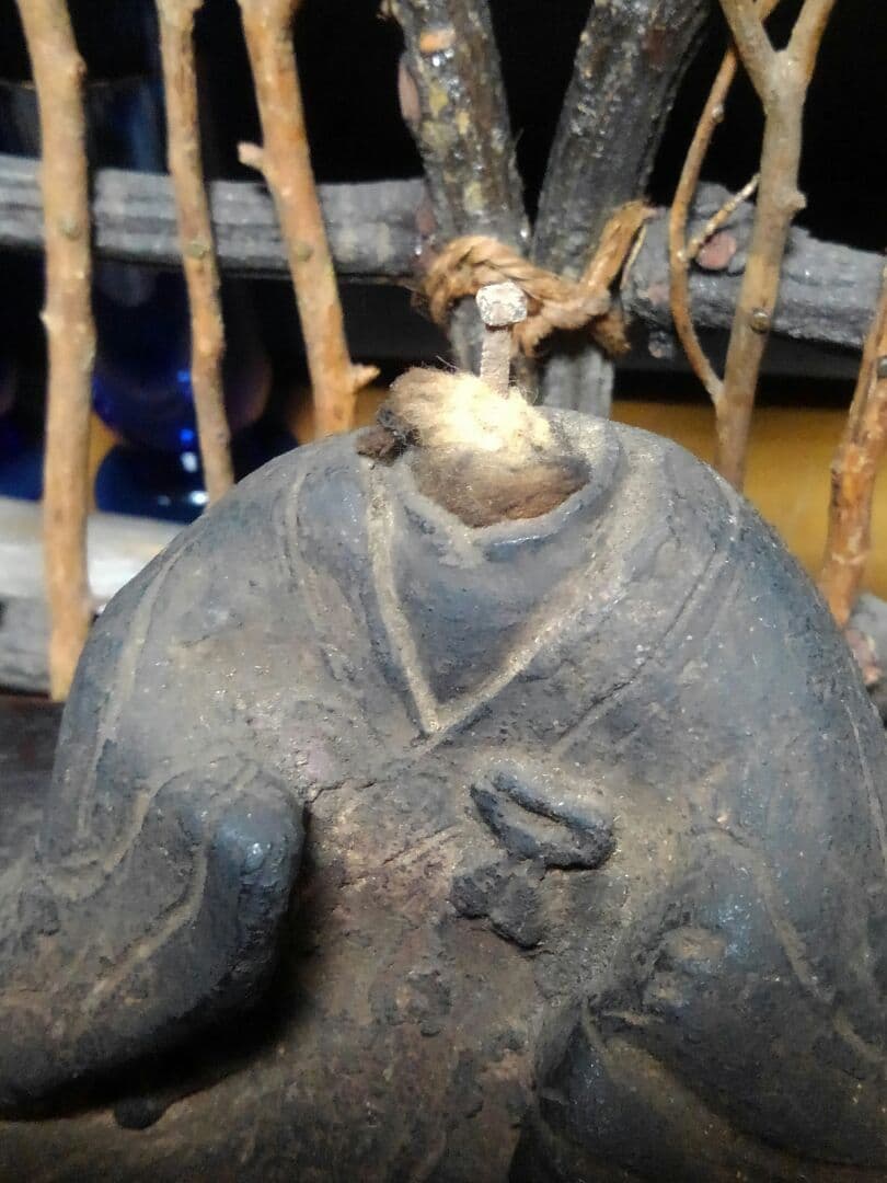 ♥陶製　とても古い　仏像　２　座像　仏壇　仏具　骨董品