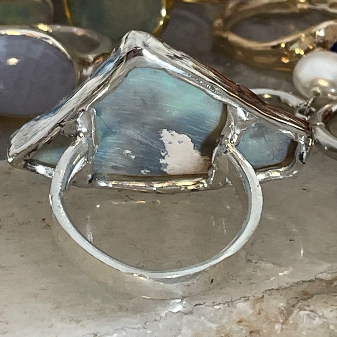 ハンドメイド　シルバー925 　シルバーリング　ボルダーオパール原石