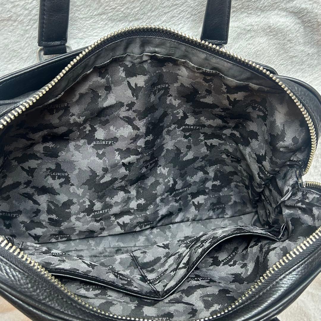 ✨アニアリaniary ブリーフケース ビジネスバッグ レザー シボ革 ブラック