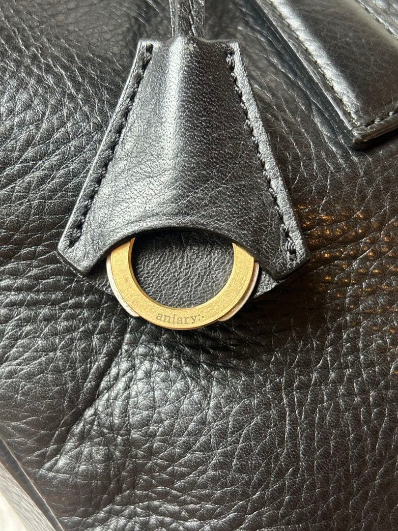 ✨アニアリaniary ブリーフケース ビジネスバッグ レザー シボ革 ブラック