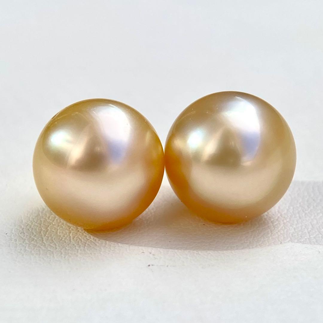 本真珠南洋白蝶真珠ゴールド12.5㍉s925直結ピアスBL929