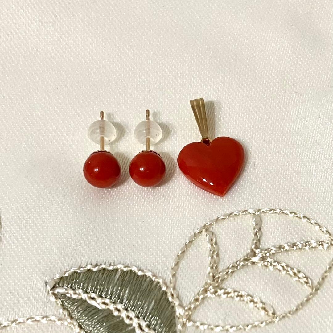 【専用】血赤珊瑚 赤サンゴ 天然石 ピアス ペンダントトップ セット レッド
