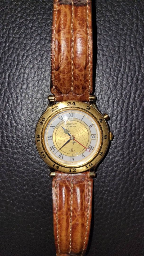 希少 セイコー キネティック 5M45-6A40 帆船裏蓋 GMT